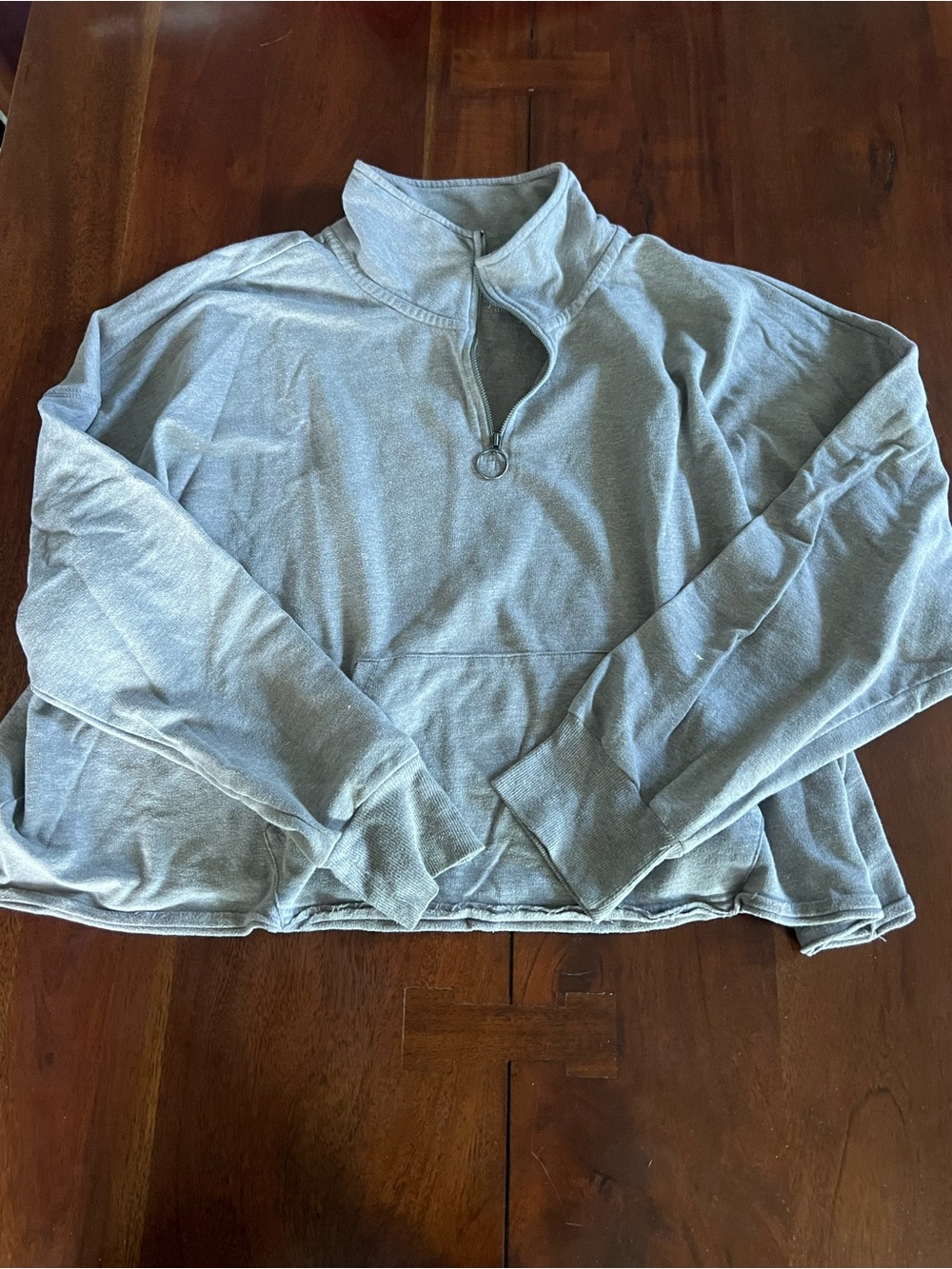 Women’s Gray Cropped Athletic Quarter-Zip | XXL | lightweight Cotton Blend